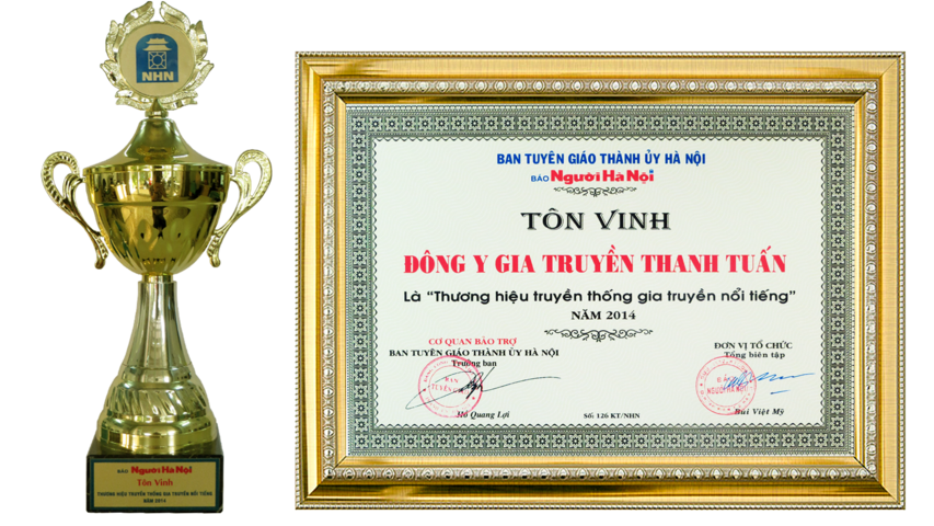 Đông y Thanh Tuấn vinh dự nhận cúp và bằng khen “ Thương hiệu gia truyền nổi tiếng Việt Nam”